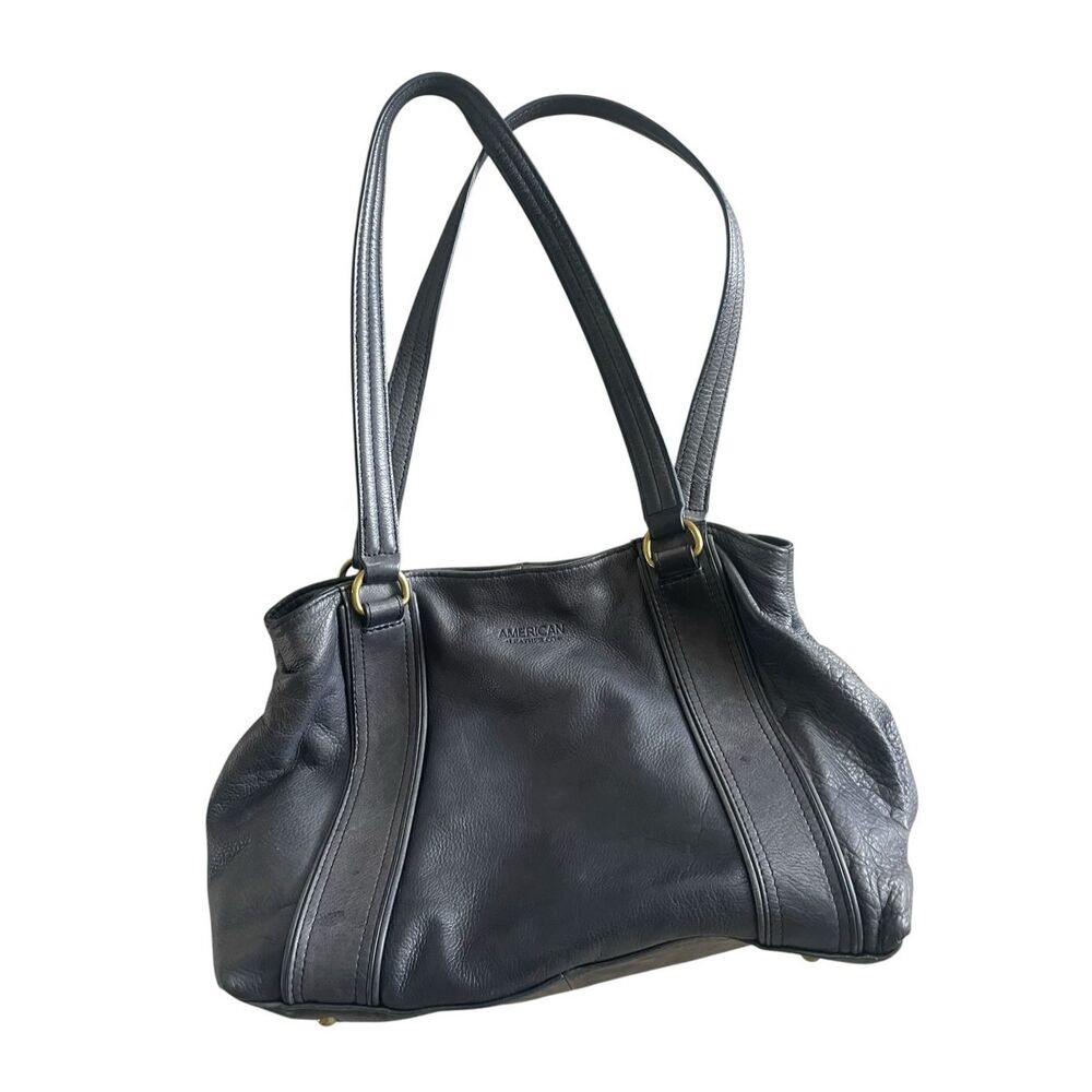 American Leather Co Navy Blue Val Perfect Satchel Bag Purse Shoulder Smooth